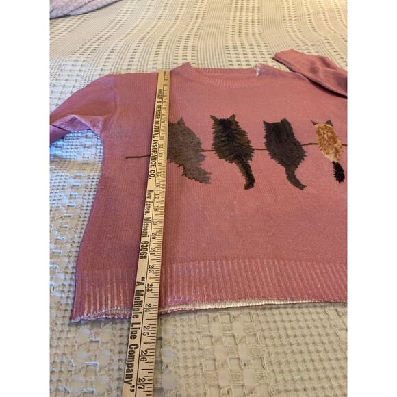 Sweater Crewneck Pink Lightweight Cats Kittens Kitty Feline Calico Tabby Meow! - Picture 9 of 12